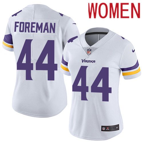 Women Minnesota Vikings 44 Chuck Foreman Nike White Vapor Limited NFL Jersey